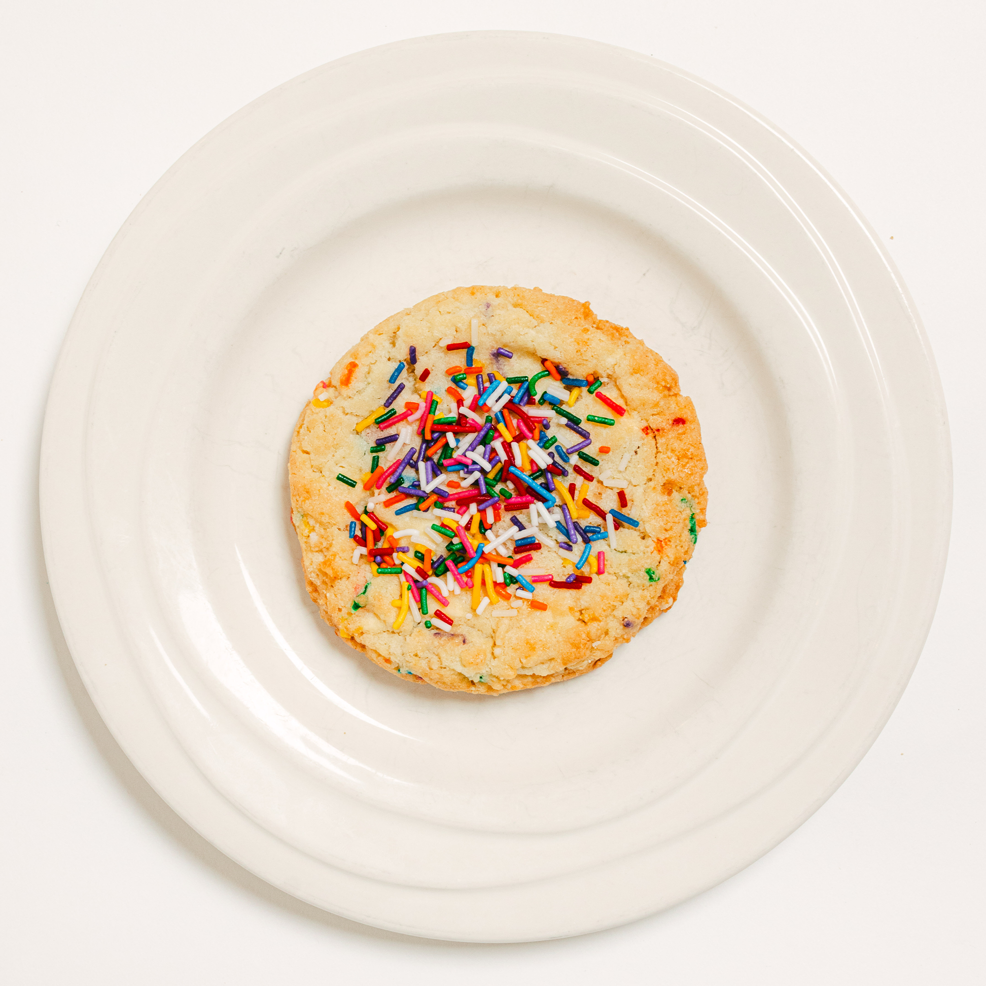 Robert Street Cookies Birthday Cake flavour on a white plate