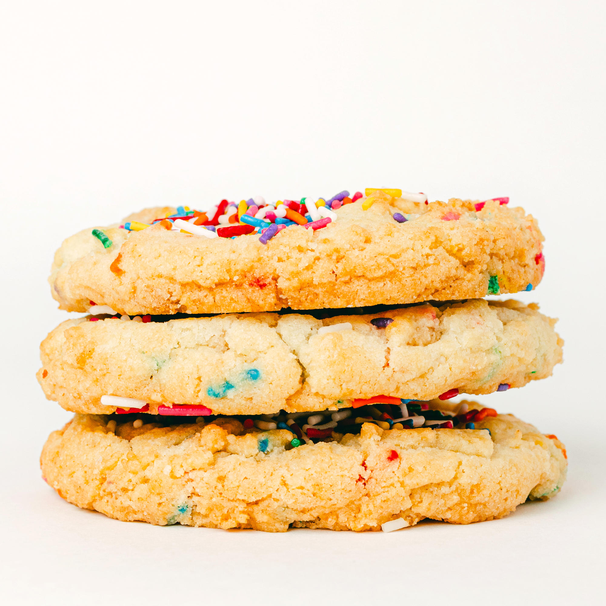 Robert Street Cookies Birthday Cake flavour in a stack of three