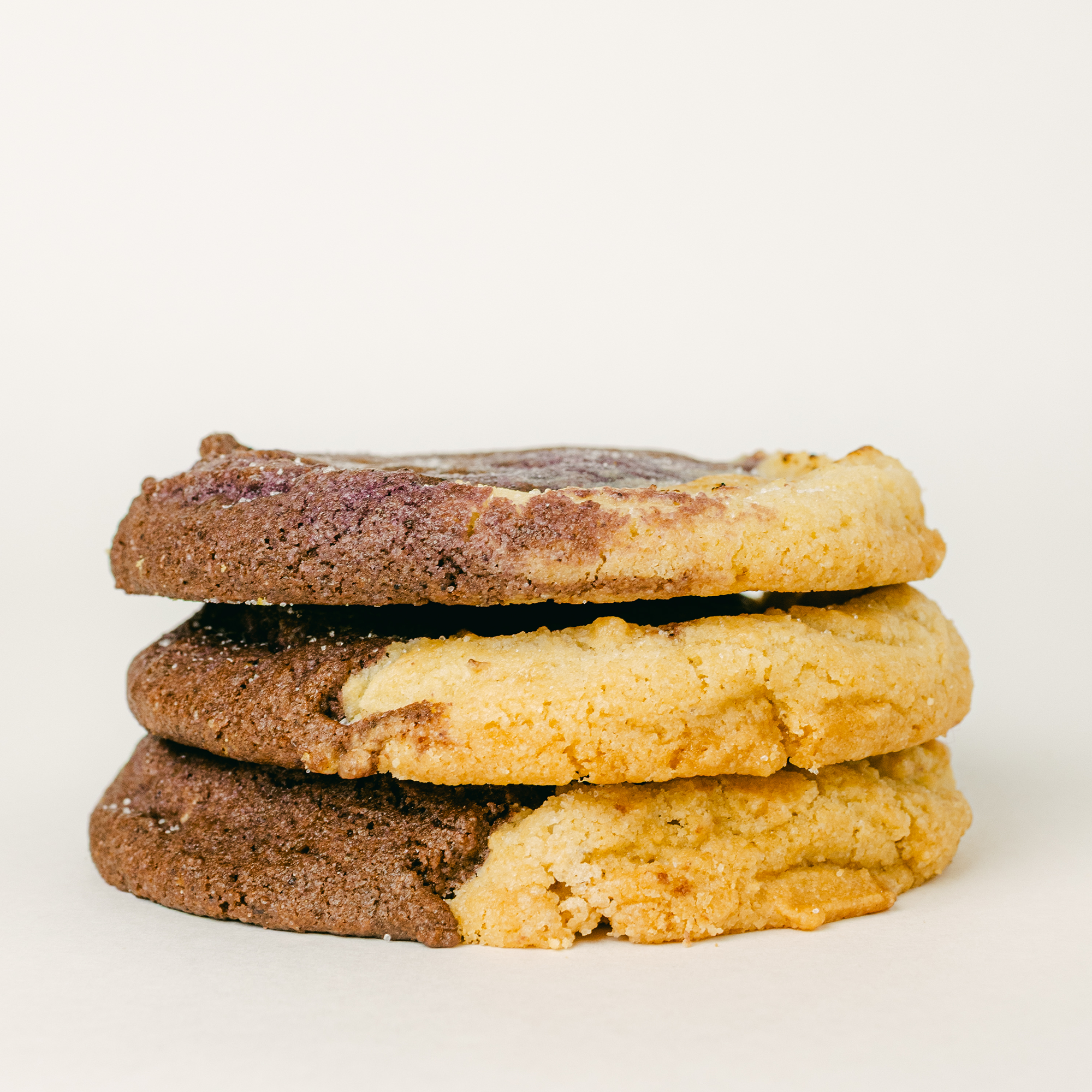 Robert Street Cookies Ube Vanilla flavour in a stack of three